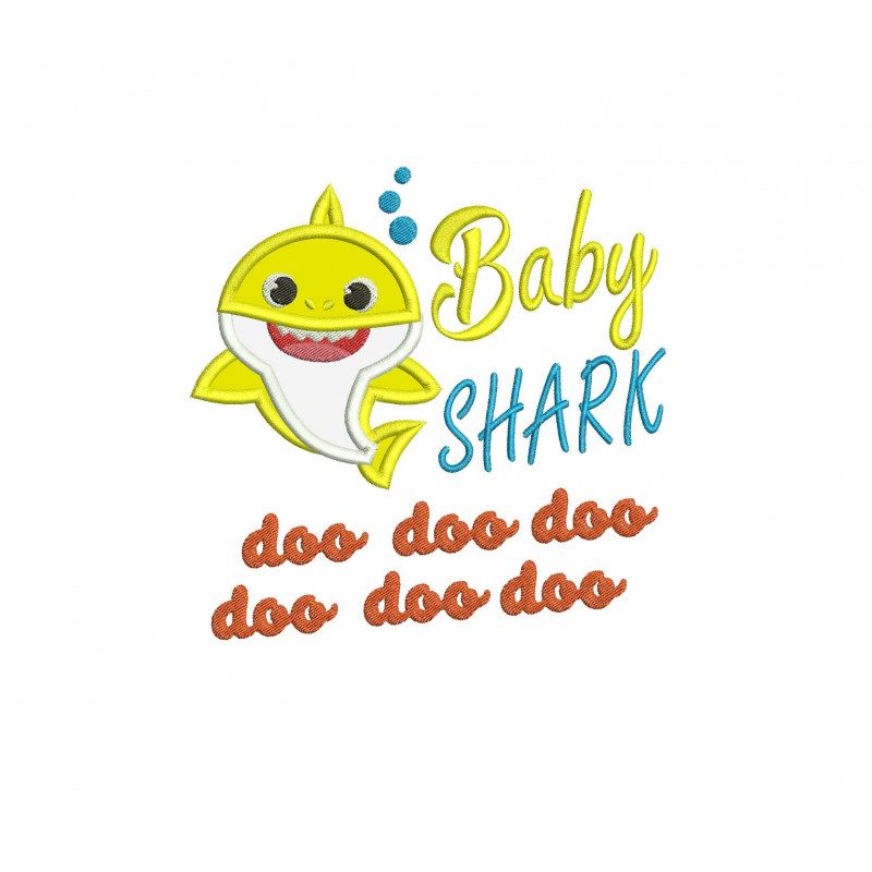 Baby Shark Applique Shark Family doo doo Applique Design