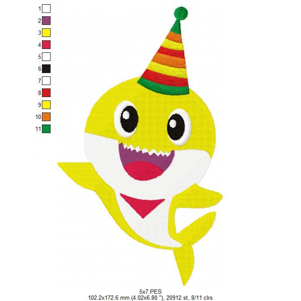 Baby Shark Family Birthday Embroidery Design