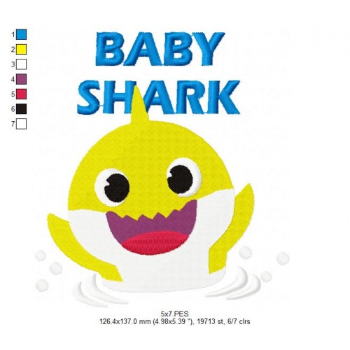 Baby Shark Family Bubbles Birthday Embroidery Design