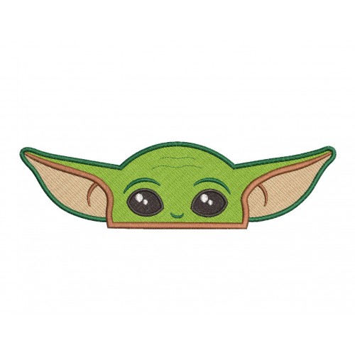 Baby Yoda Peeker Embroidery Design