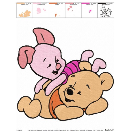 Baby the Pooh Piglet Embroidery Design