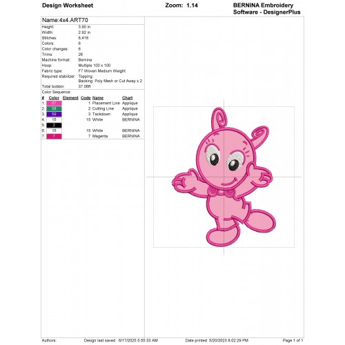 Backyardigans Baby Uniqua Applique Design Embr