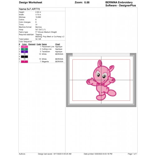 Backyardigans Baby Uniqua Applique Design Embr