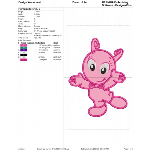 Backyardigans Baby Uniqua Applique Design Embr