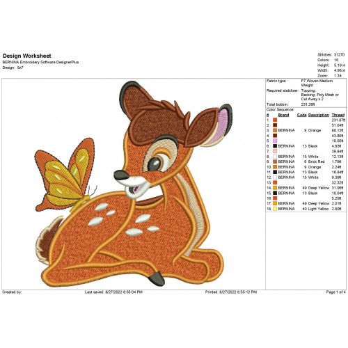 Bambi Embroidery Machine Embroidery Design