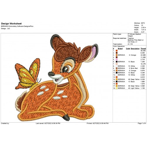 Bambi Embroidery Machine Embroidery Design