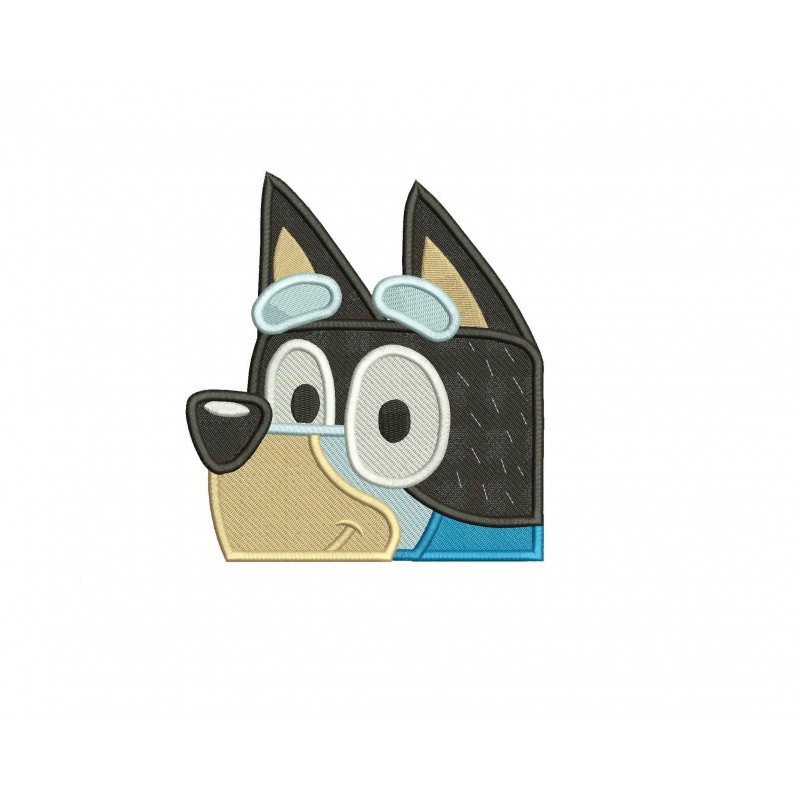 Bandit Bluey the Dog Peeker Filled Embroidery Design