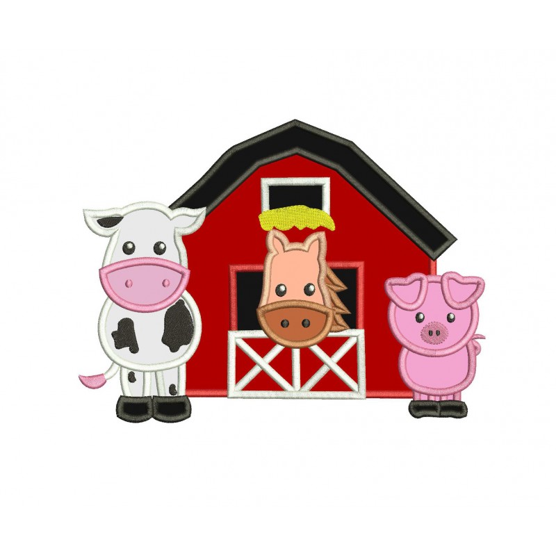 Barn Farm Animals Applique Embroidery Design