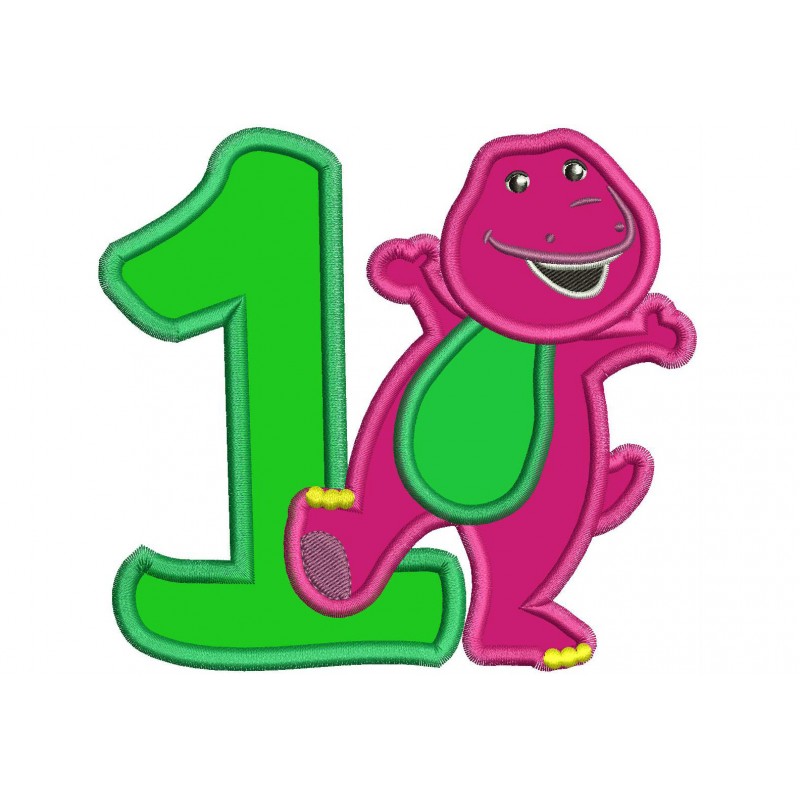 Barney 1st Birthday Applique Design