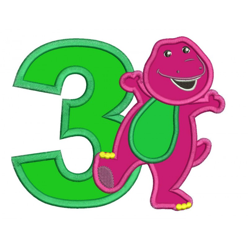 Barney 3rd Birthday Applique Design