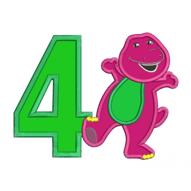 Barney 4th Birthday Applique Design