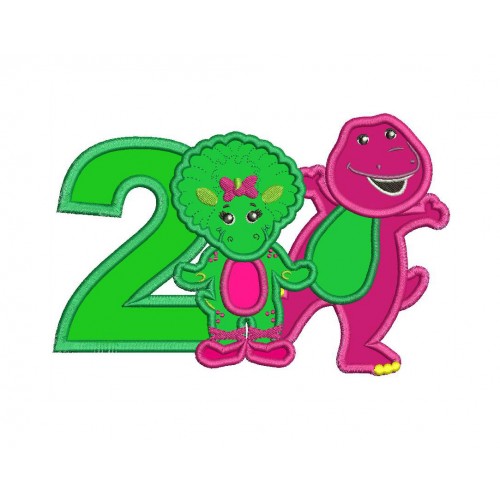 Barney with Baby Bop 2nd Birthday Applique Design