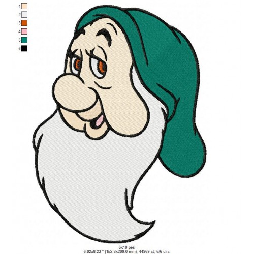 Bashful Face the Seven Dwarfs Embroidery Design