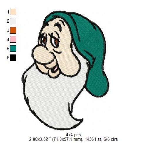 Bashful Face the Seven Dwarfs Embroidery Design