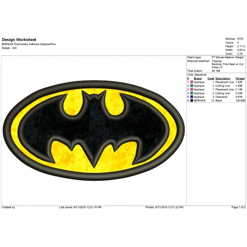 Batman Applique Design