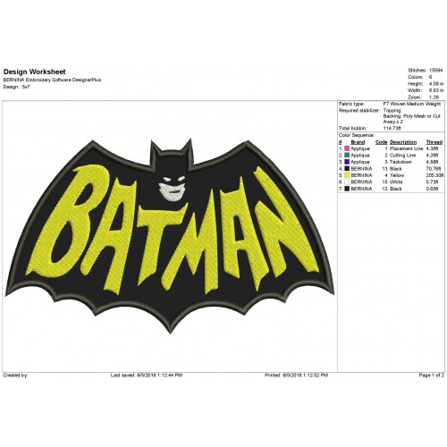 Batman Applique Design - Batman Embroidery