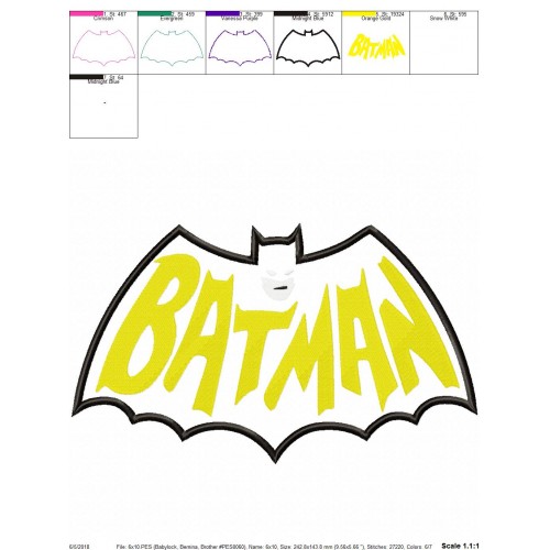 Batman Applique Design - Batman Embroidery