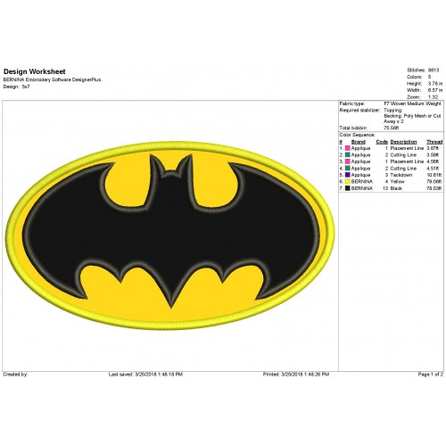 Batman Applique Design - Batman Logo Applique