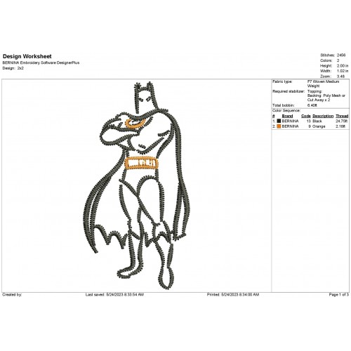 Batman Embroidery - Batman Sketch Embroidery Design