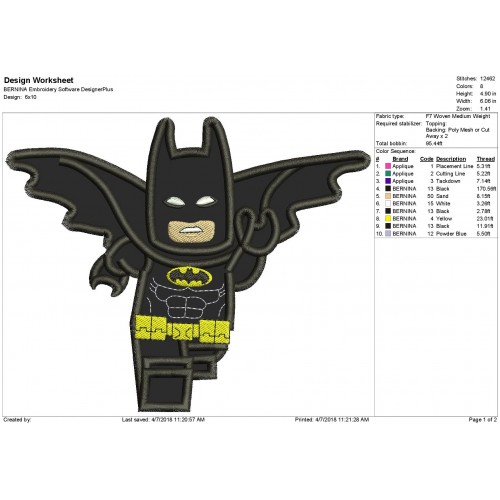 Batman Lego Applique Design - Batman Applique