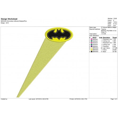 Batman Light Beam Applique Design