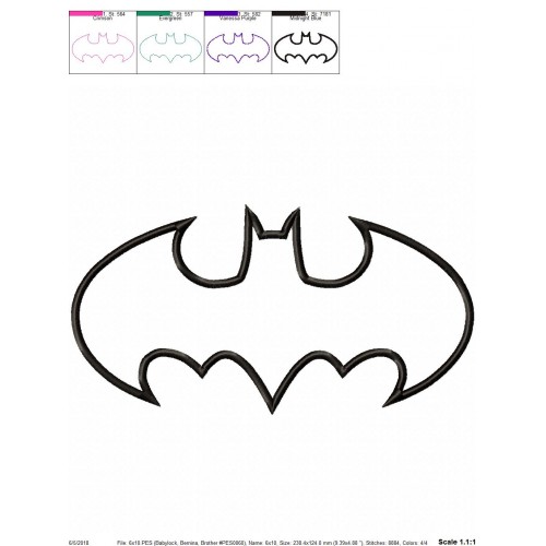 Batman Logo Applique Design Batman Embroidery