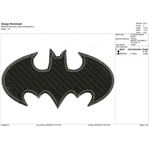 Batman Logo Embroidery Batman Embroidery Design