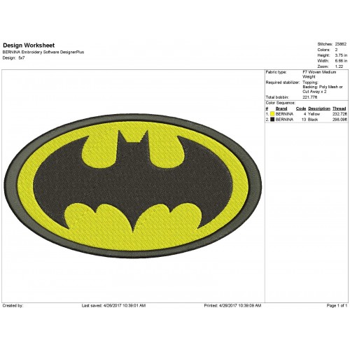 Batman Logo Embroidery Design