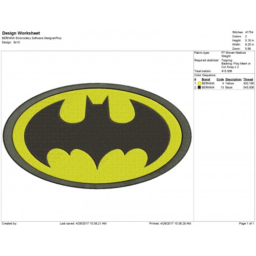 Batman Logo Embroidery Design