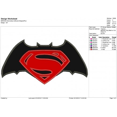 Batman vs Superman Applique Design