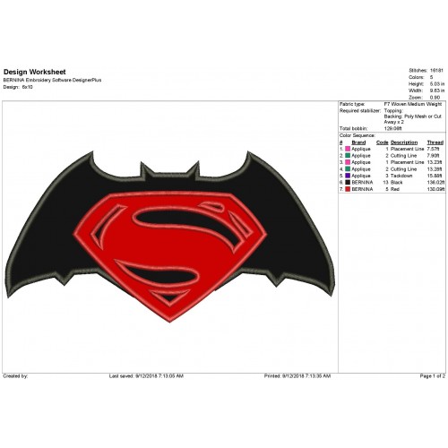 Batman vs Superman Applique Design
