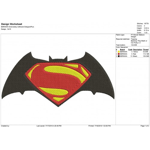 Batman vs Superman Embroidery Design