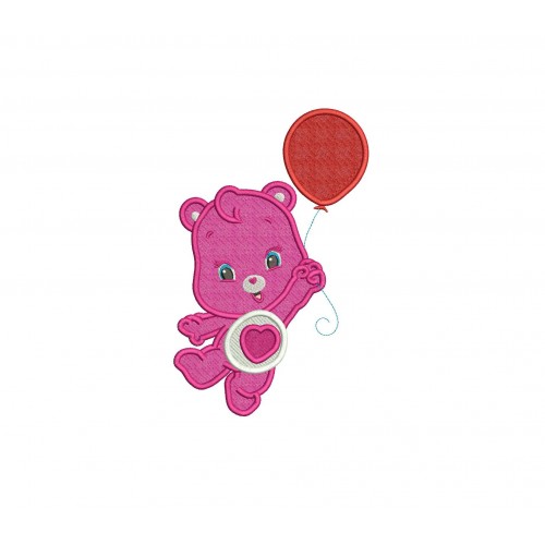 Bear Birthday with a Balloon Filled Embroidery Design