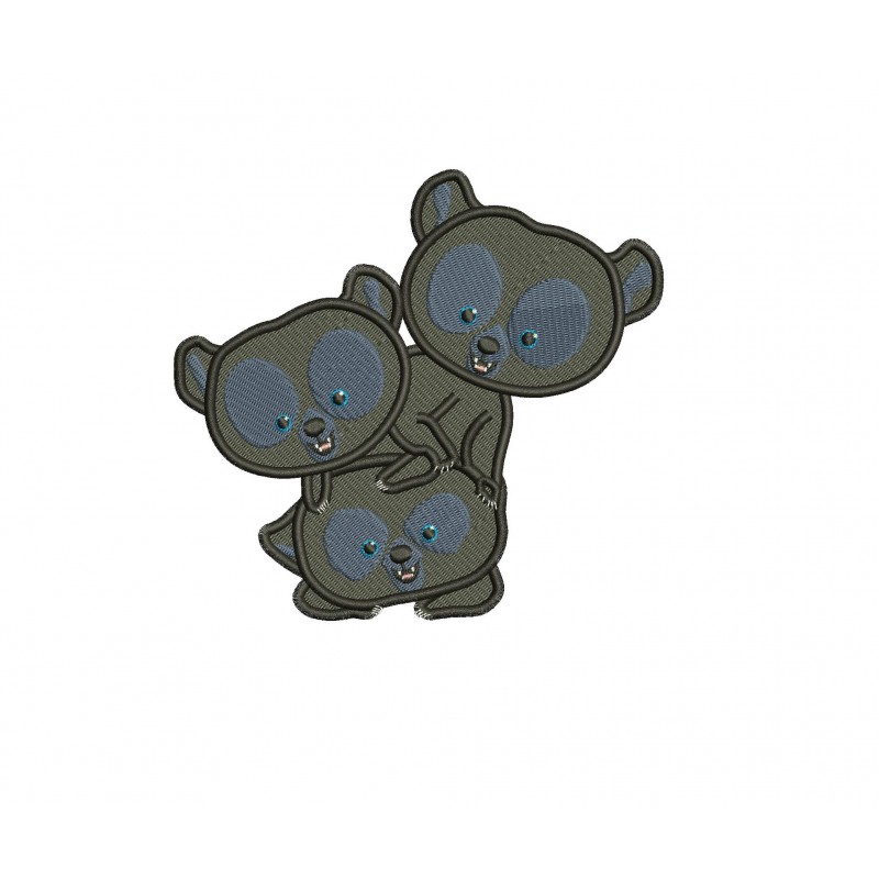 Bears Filled Stitch Embroidery Design