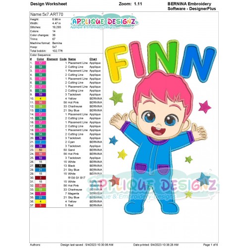 Bebefinn Little Stars Applique Design