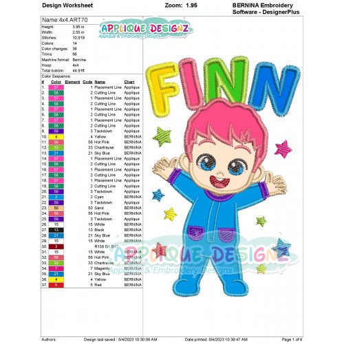 Bebefinn Little Stars Applique Design