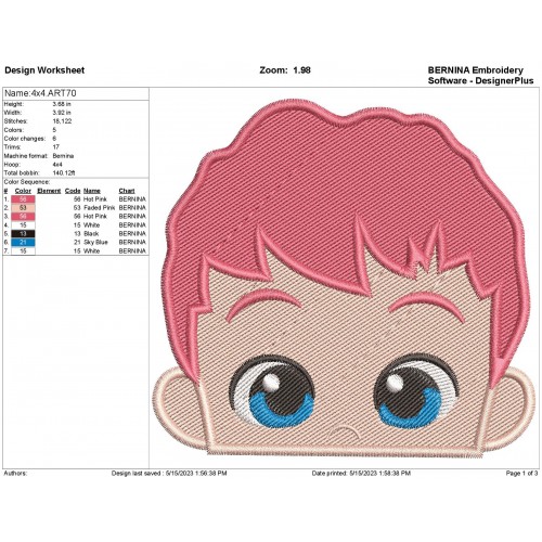 Bebefinn Peeker Fill Stitches Embroidery Design