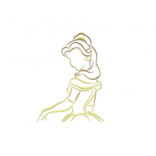 Belle Princess Sketch Embroidery Design