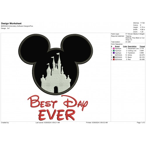 Best Day Ever Mickey Applique Design