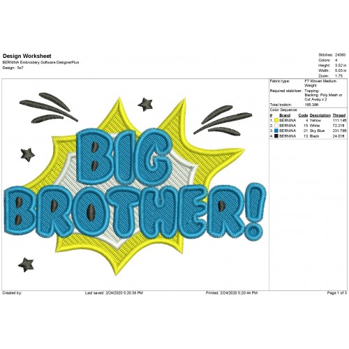 Big Brother Filled Stitch Embroidery Design