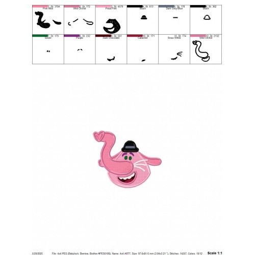 Bing Bong Inside Out Embroidery Design Embr