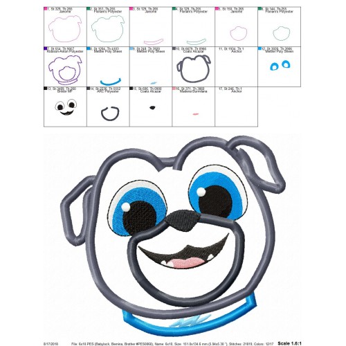 Bingo Face Puppy Dog Pals Applique Design