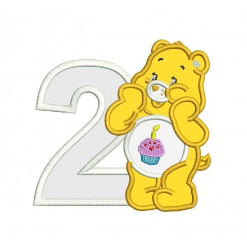 Birthday Bear Care Bears with a Two Applique Design