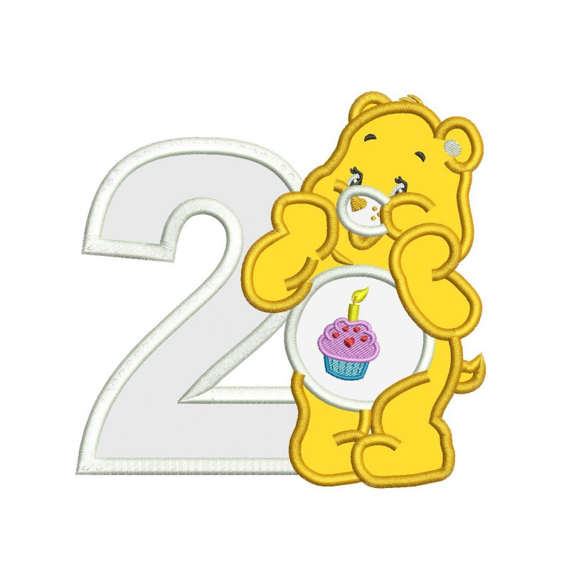 Birthday Bear Care Bears with a Two Applique Design
