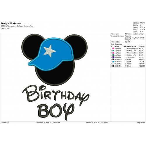 Birthday Boy Applique Design