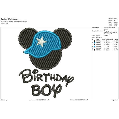 Birthday Boy Embroidery Design