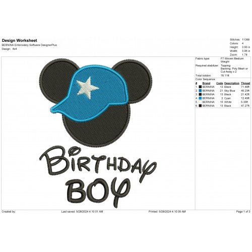 Birthday Boy Embroidery Design