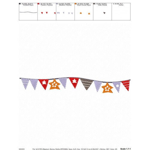 Birthday Flags Embroidery Design