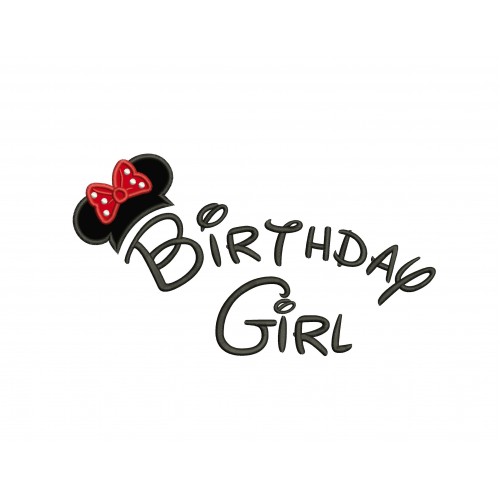 Birthday Girl - Minnie Mouse Ears Applique Design