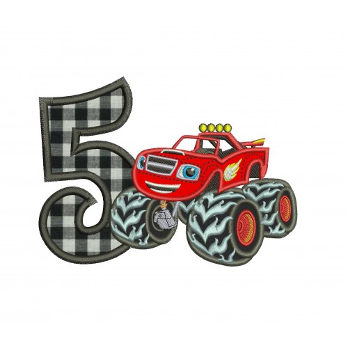 Blaze Monster Truck Number 5 Applique Design